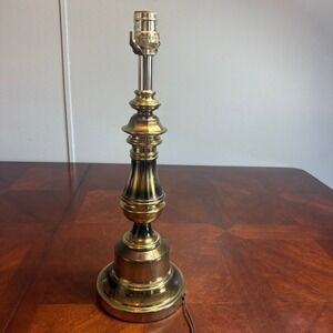 Vintage Leviton Brass Candlestick Table Lamp Gold Polished Weighted Base